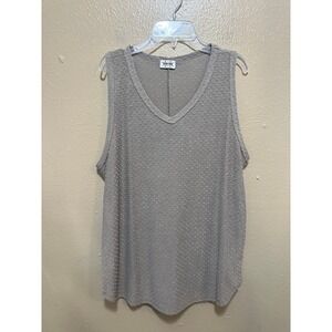 Texas True Threads Women's Gray‎ Sleeveless V Neck Textured Tank Top Large